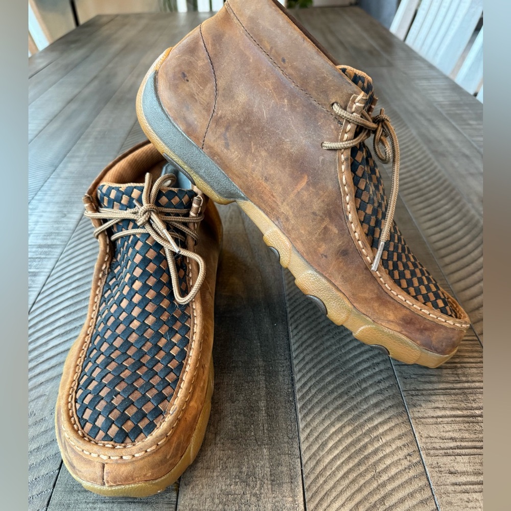 Twisted X Brown Chukka Checkered Driving Mocs Boots Men’s Size 11 (M)